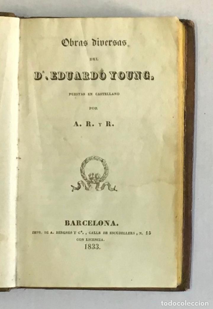 Libros antiguos: OBRAS DIVERSAS DE... - YOUNG, Eduardo. 1833. - Foto 1