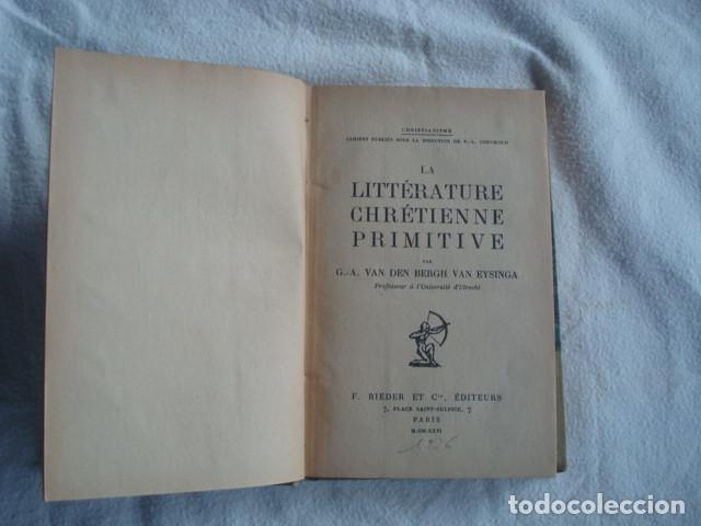 Libros antiguos: G. - A. Van den Bergh van Eysinga. La litt&eacute;rature chr&eacute;tienne primitive. 1926. - Foto 1