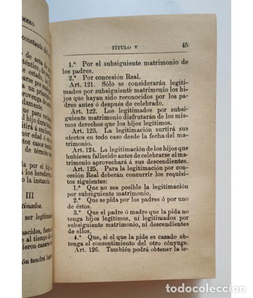 Libros antiguos: C&Oacute;DIGO CIVIL. . Librer&iacute;a de Fernando F&eacute;. 1901. - Foto 3
