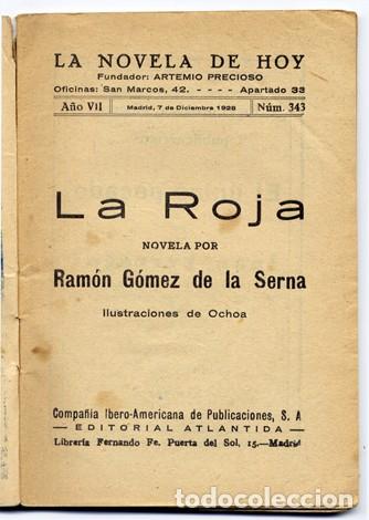 Libros antiguos: G&Oacute;MEZ DE LA SERNA, Ram&oacute;n. La Roja. Novela. 1928. - Foto 2