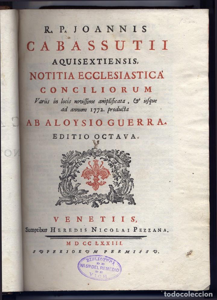 Libros antiguos: CABASSUT, Jean. Notitia Ecclesiastica Conciliorum. 1773. - Foto 1