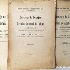 Libros antiguos: CATÁLOGO DE LEGAJOS DEL ARCHIVO GENERAL DE INDIAS. (3 VOLÚMENES : SECCION SEGUNDA Y SECCIÓN TERCERA. Lote 228299445
