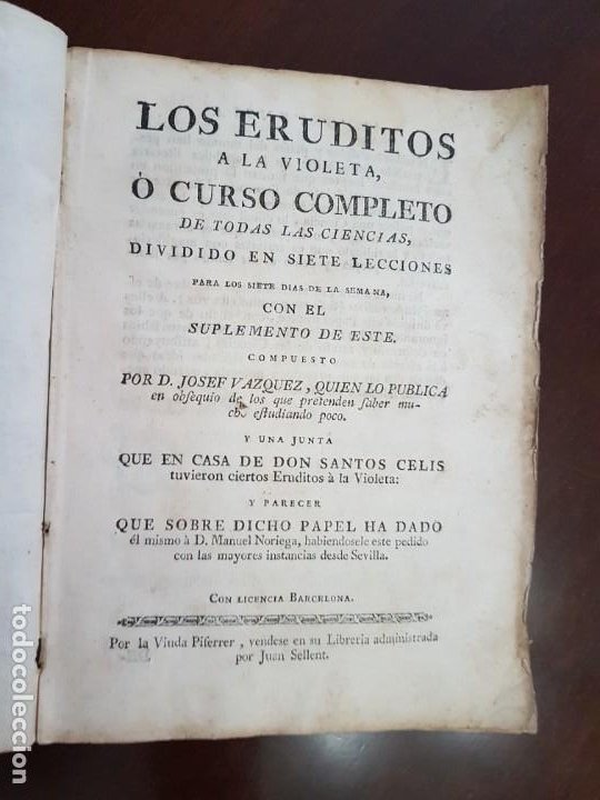 Libros antiguos: Los Eruditos a la Violeta, más Suplemento, más Poesías Líricas, más Óptica del Cortejo - (s.1790) - Foto 1 - 229106833