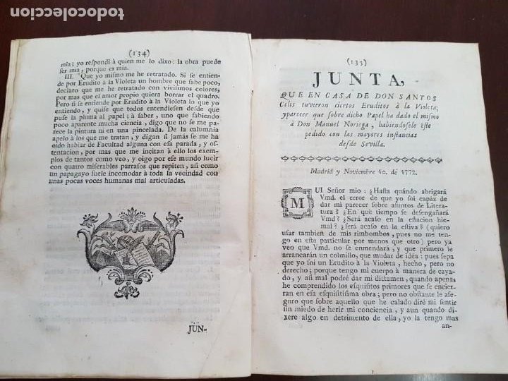 Libros antiguos: Los Eruditos a la Violeta, más Suplemento, más Poesías Líricas, más Óptica del Cortejo - (s.1790) - Foto 13 - 229106833
