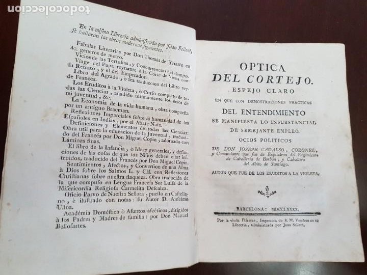 Libros antiguos: Los Eruditos a la Violeta, más Suplemento, más Poesías Líricas, más Óptica del Cortejo - (s.1790) - Foto 18 - 229106833