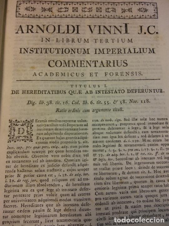 Libros antiguos: ARNOLDI VINNII I.C. INSTITUTIONUM IMPERALIUM COMMENTARIUS. TOMUS PRIMUS, SECUNDUS. DOS TOMOS - Foto 6 - 229176740