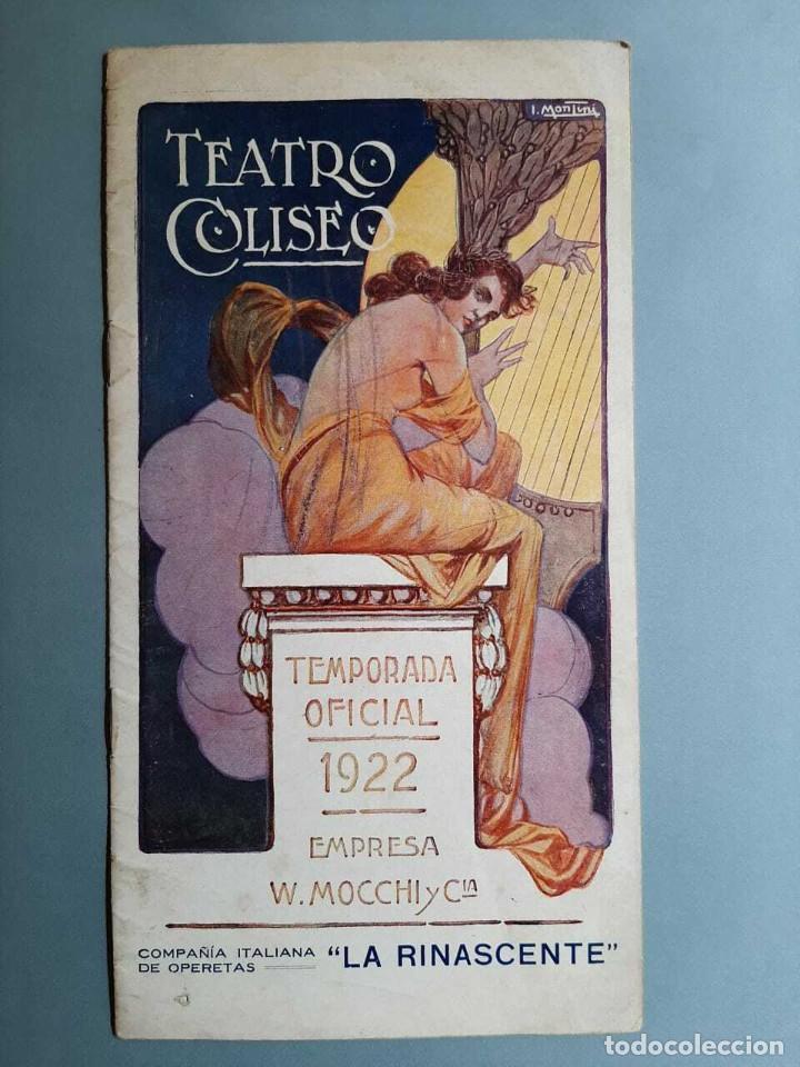 Libros antiguos: Teatro Coliseo Temporada 1922 Programa. Argumento de La Duquesa de BalTabarin - Foto 1