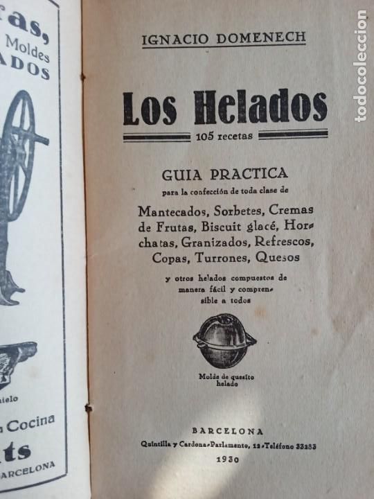 Libros antiguos: Los Helados.Guia pr&aacute;ctica.Ignacio Domenech. - Foto 2