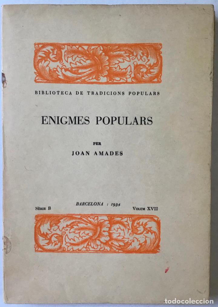 Libros antiguos: ENIGMES POPULARS. - AMADES, Joan. - Foto 1
