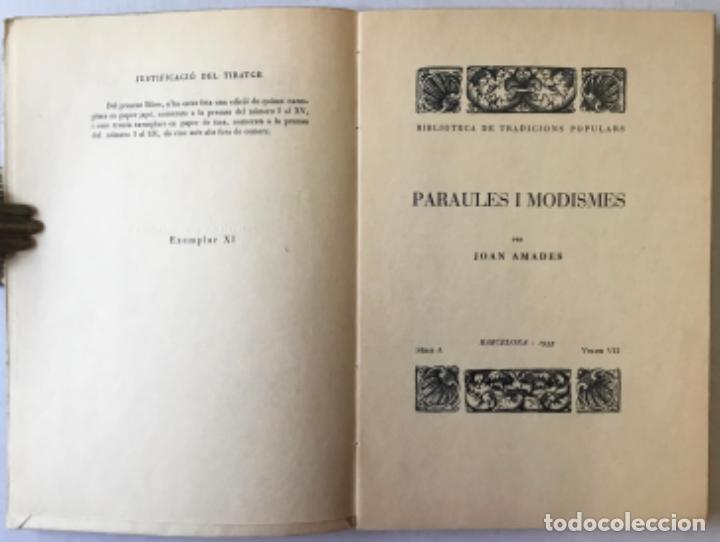 Libros antiguos: PARAULES I MODISMES. - AMADES, Joan. - Foto 2