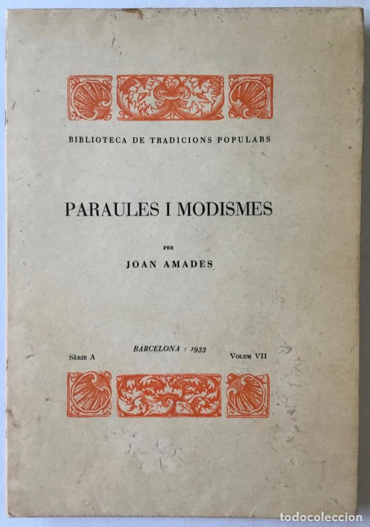 Libros antiguos: PARAULES I MODISMES. - AMADES, Joan. - Foto 1