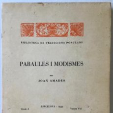 Libros antiguos: PARAULES I MODISMES. - AMADES, JOAN.