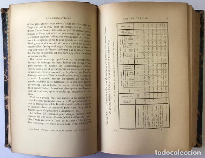 Libros antiguos: LES IRRIGATIONS. LES EAUX DIRRIGATION ET LES MACHINES. LES CANAUX ET LES SYST&Egrave;MES DIRRIGATION. - Foto 4