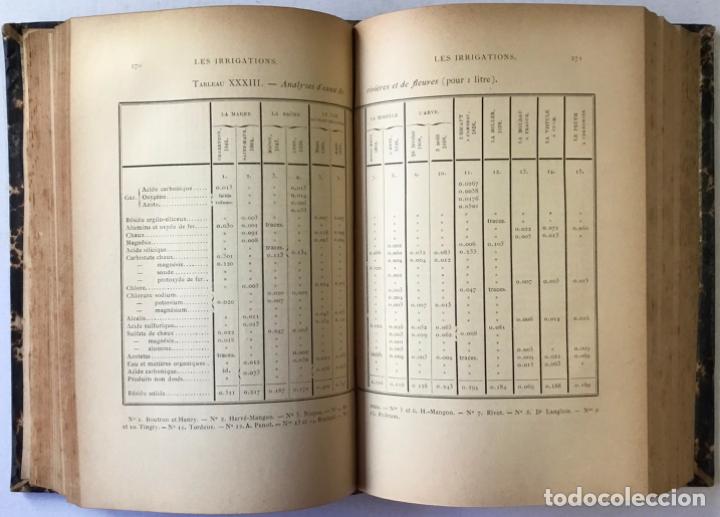Libros antiguos: LES IRRIGATIONS. LES EAUX DIRRIGATION ET LES MACHINES. LES CANAUX ET LES SYST&Egrave;MES DIRRIGATION. - Foto 6