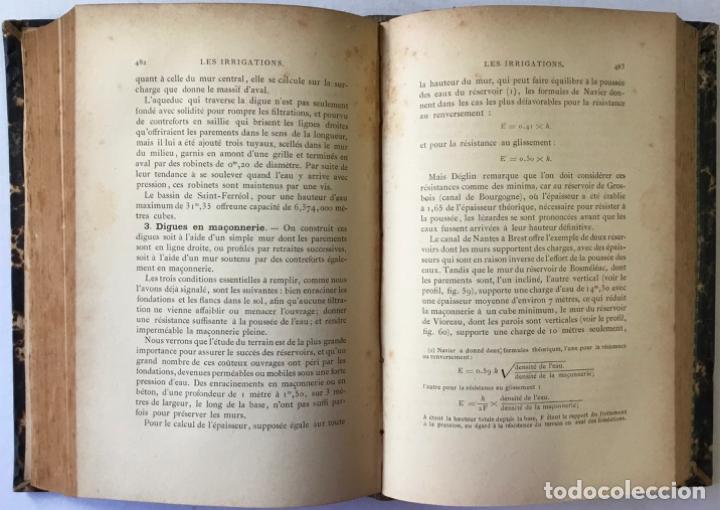 Libros antiguos: LES IRRIGATIONS. LES EAUX DIRRIGATION ET LES MACHINES. LES CANAUX ET LES SYST&Egrave;MES DIRRIGATION. - Foto 7