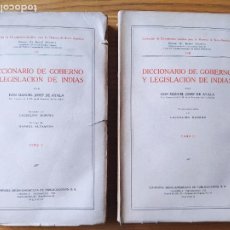 Libros antiguos: DICCIONARIO DE GOBIERNO Y LEGISLACION DE INDIAS, MANUEL JOSEF DE AYALA, ED. IBERO-AMERICANA, 1929. Lote 233700185