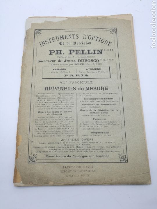 Libros antiguos: Cat&aacute;logo de instruments doptique PH. Pellin creo que de 1900 - Foto 1