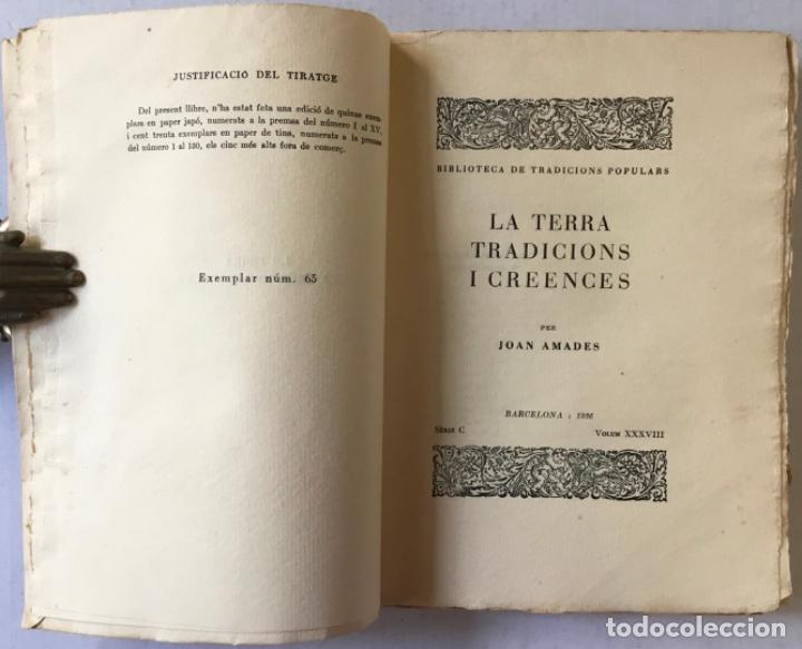 Libros antiguos: LA TERRA, TRADICIONS I CREENCES. - AMADES, Joan. - Foto 2