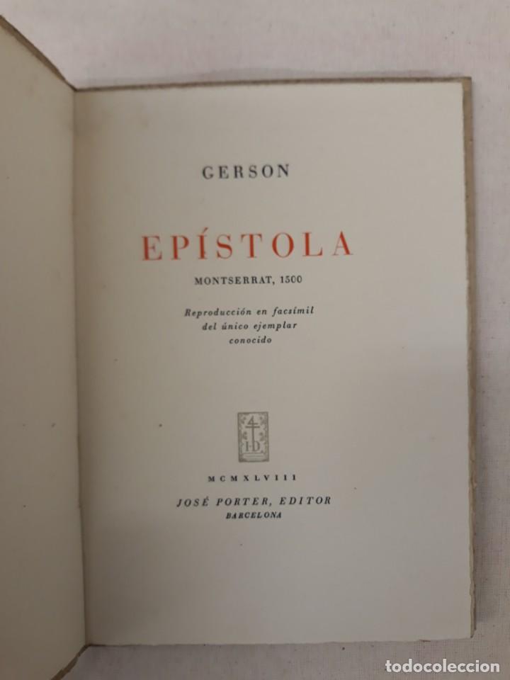 Libros antiguos: GERSON. EP&Iacute;STOLA. MONTESERRAT 1500 - Foto 2