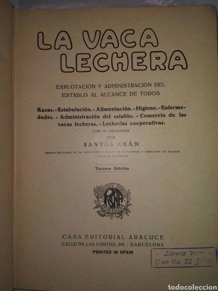 Libros antiguos: Santos Ar&aacute;n.LA VACA LECHERA.Editorial Araluce - Foto 1