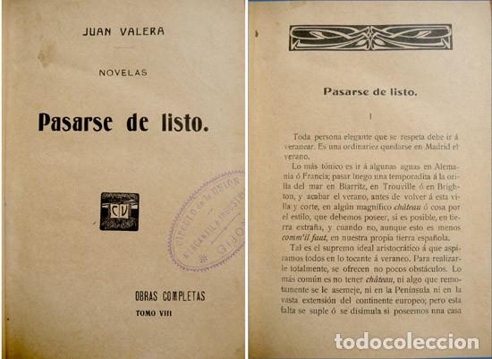Libros antiguos: VALERA, Juan. Pasarse de listo. Novela. 1906. - Foto 2