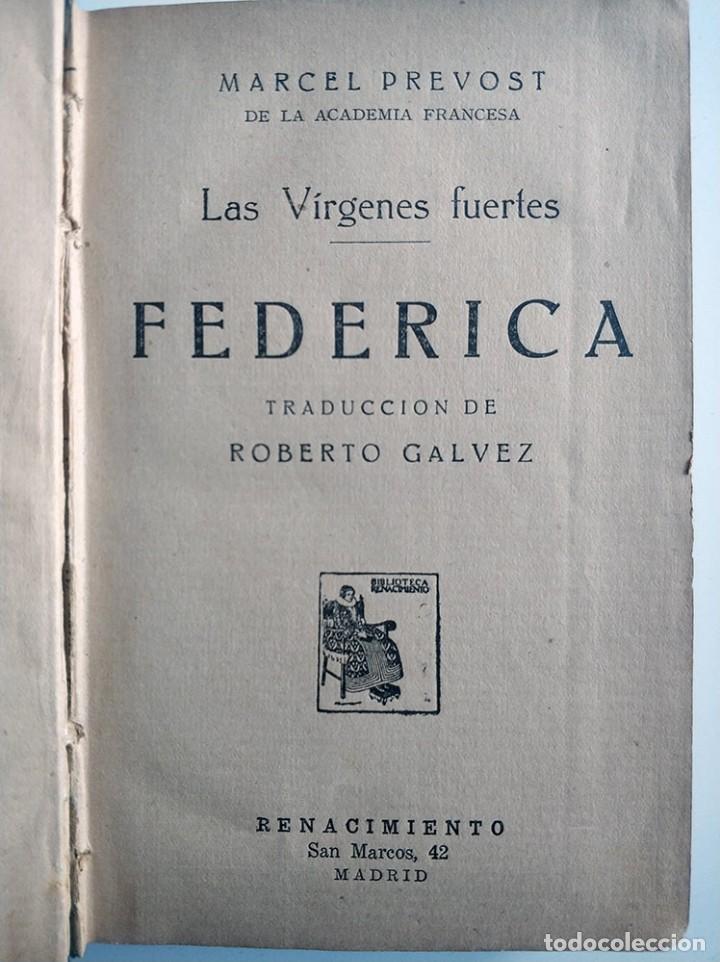 Libros antiguos: Federica. Las virgenes fuertes Prevost, Marcel - Foto 2
