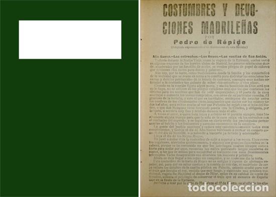 Libros antiguos: R&Eacute;PIDE, Pedro de. Costumbres y devociones madrile&ntilde;as. S.a. (hacia 1916). - Foto 1