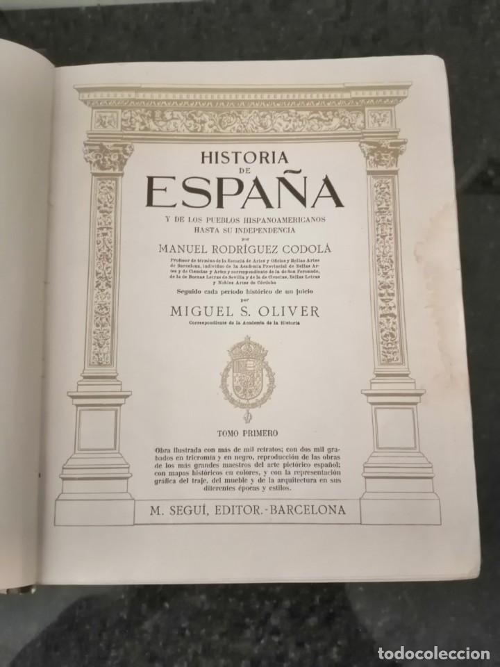 Libros antiguos: Rodriguez Codola Historia de Espa&ntilde;a 2 volumenes - Foto 3