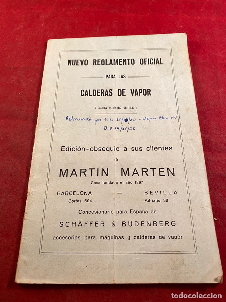 Livres anciens: Nuevo Reglamento oficial para las calderas de vapor 1930