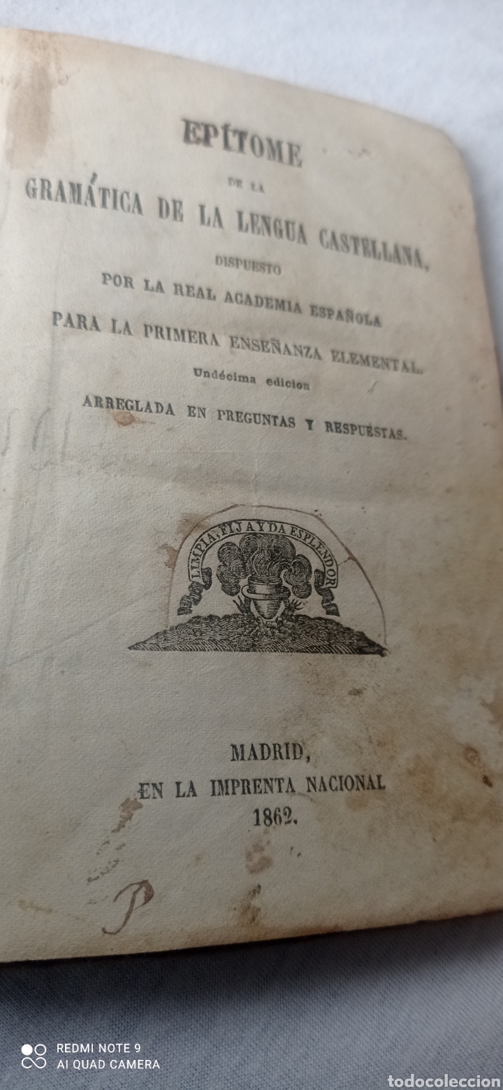 Libros antiguos: EPITOME GRAM&Aacute;TICA DE LA LENGUA CASTELLANA 1862 - Foto 1