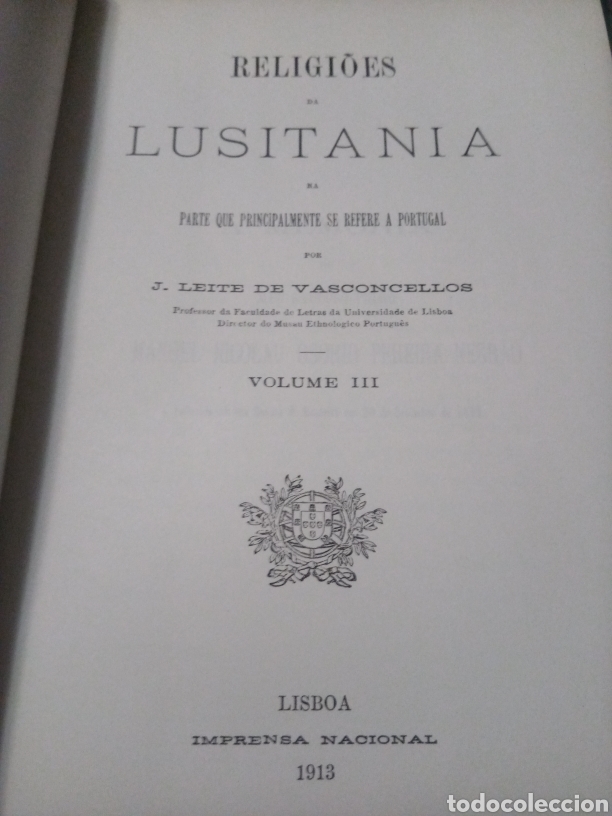 Libros antiguos: Religi&otilde;es da Lusitania. J.Leite. Vol 3. - Foto 2