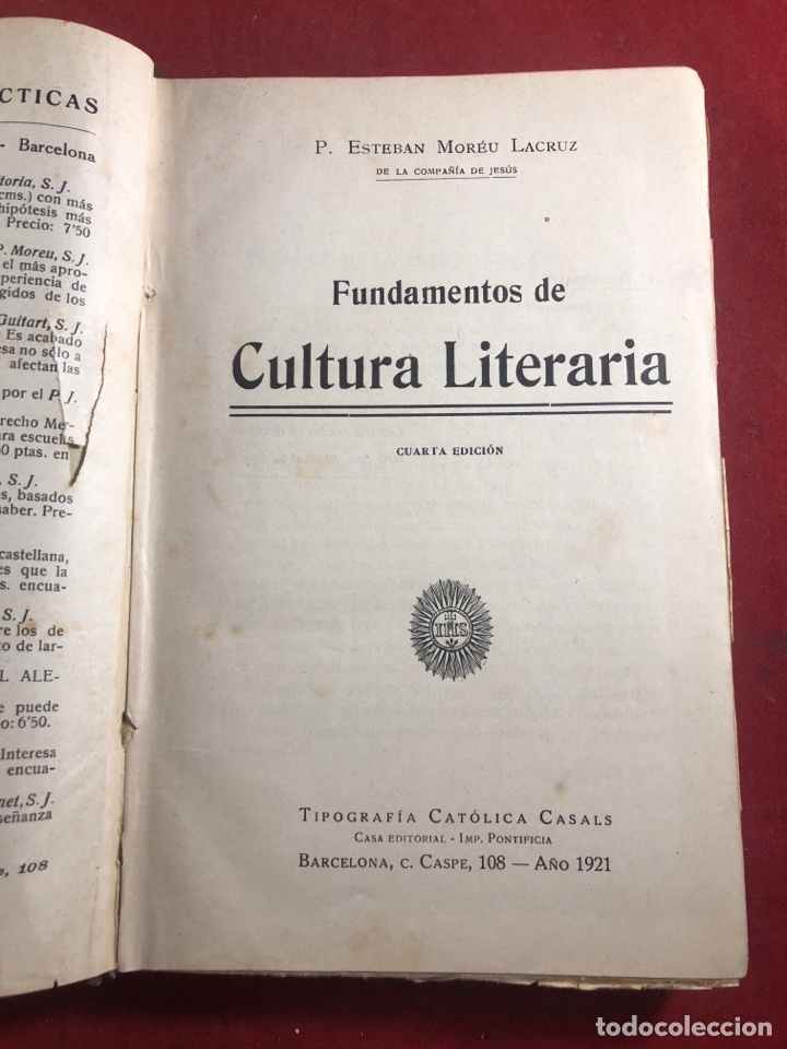 Libros antiguos: Fundamentos de cultura literaria - Foto 1