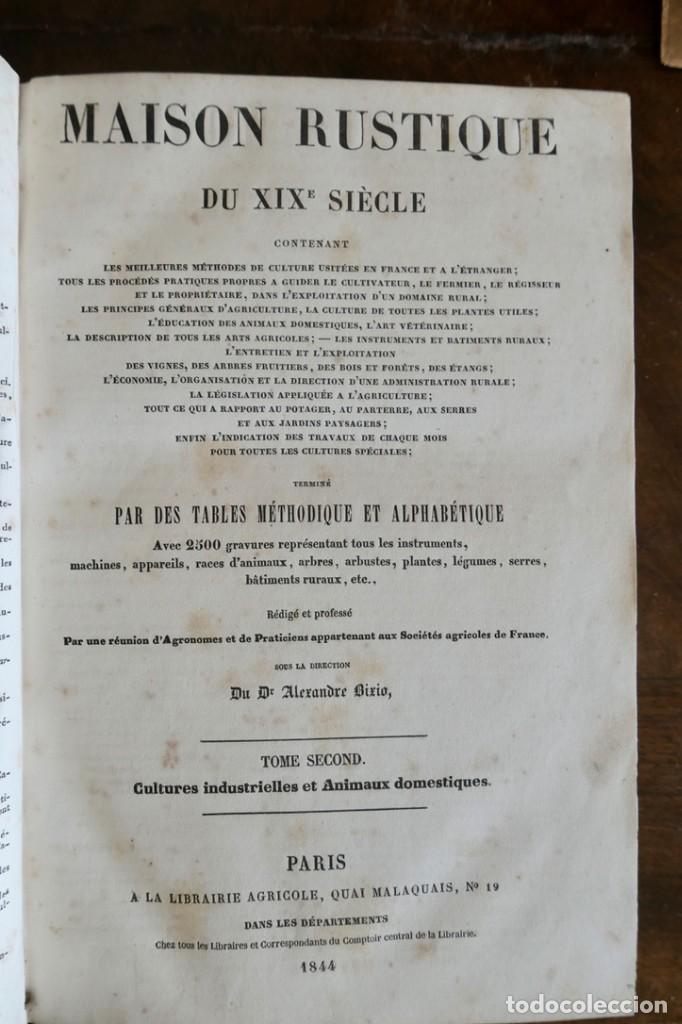Libros antiguos: MAISON RUSTIQUE DU XIX SIECLE -ALXANDRE BIXO -1844 TOME SECOND - Foto 1