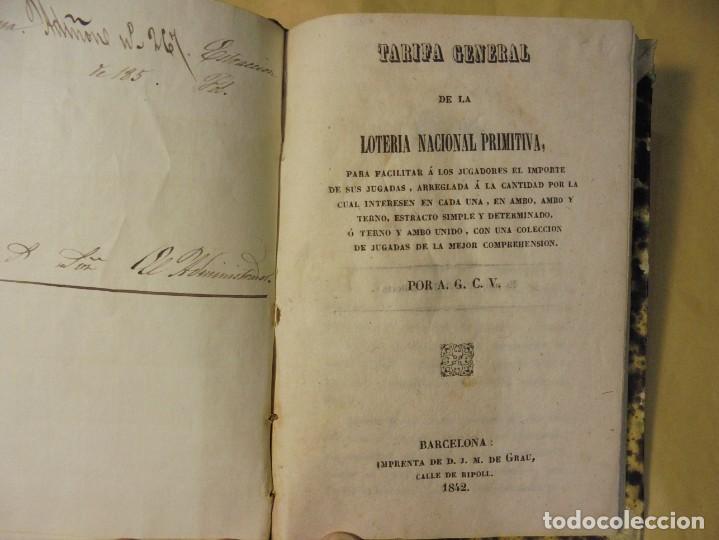 Livres anciens: LOTERIA PRIMITIVA. 1842