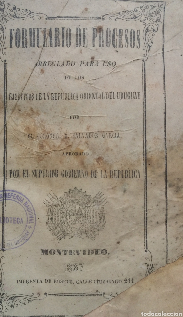 Antiquarische B&uuml;cher: PROCESOS EJERCITO URUGUAY 1867 CORONEL S. GARCIA GUERRA PARAGUAY PENA DE MUERTE WESTERN UNION PAYMEN
