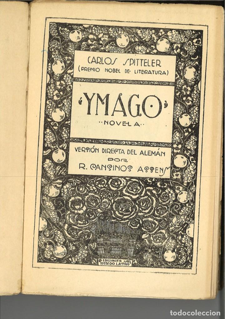 Libros antiguos: IMAGO. NOVELA. Carlos Spitteler - Foto 2