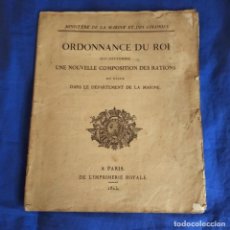 Libros antiguos: ORDONNANCE DU ROI,1823. ORDENANZA DEL REY SOBRE LAS NUEVAS RACIONES DE LA MARINA. EN FRANCÉS. Lote 249597245