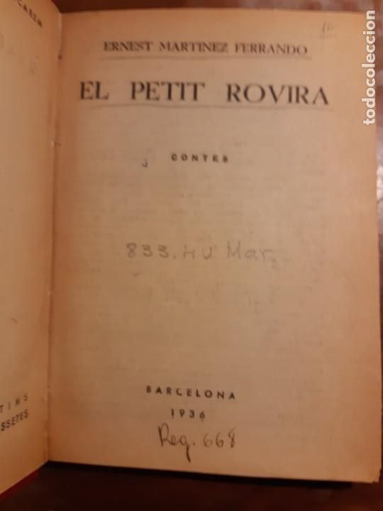 Libros antiguos: El petit Rovira Ernest Mart&iacute;nez Ferrando - Foto 2