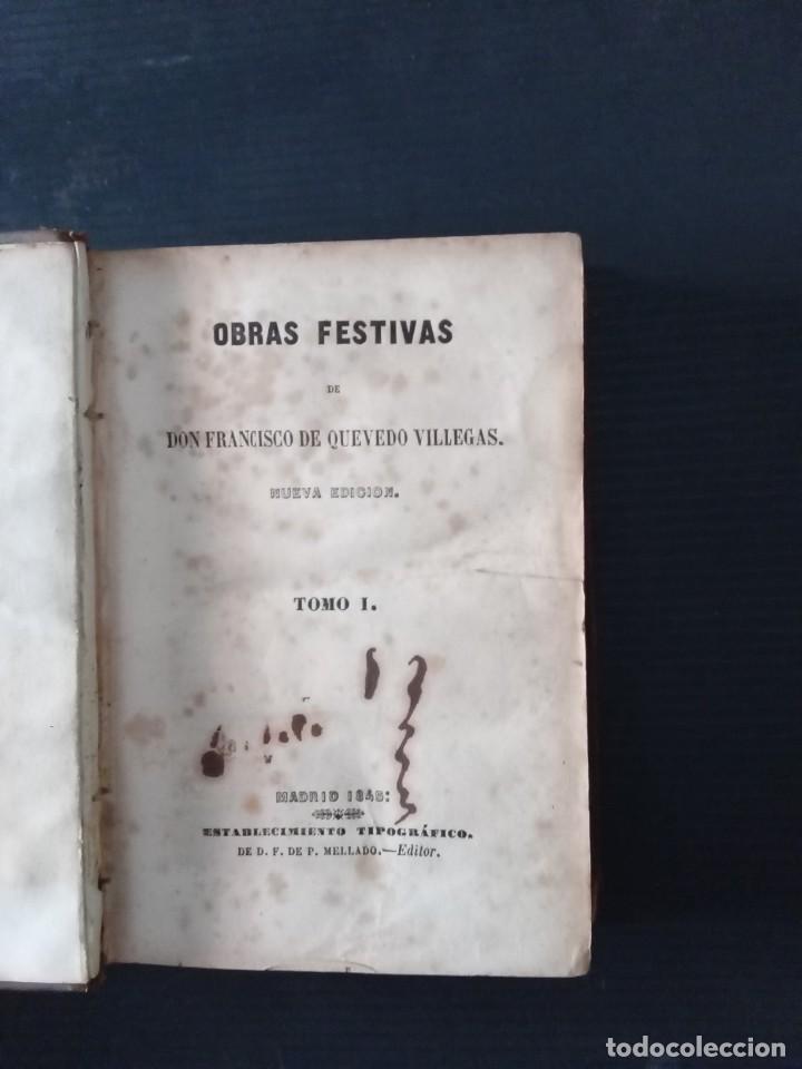 Libros antiguos: Quevedo , obras festivas. - Foto 3