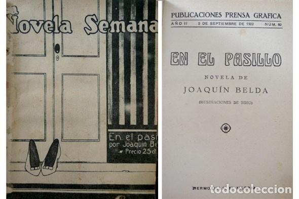 Libros antiguos: BELDA, Joaqu&iacute;n. En el pasillo. Novela. 1922. - Foto 1