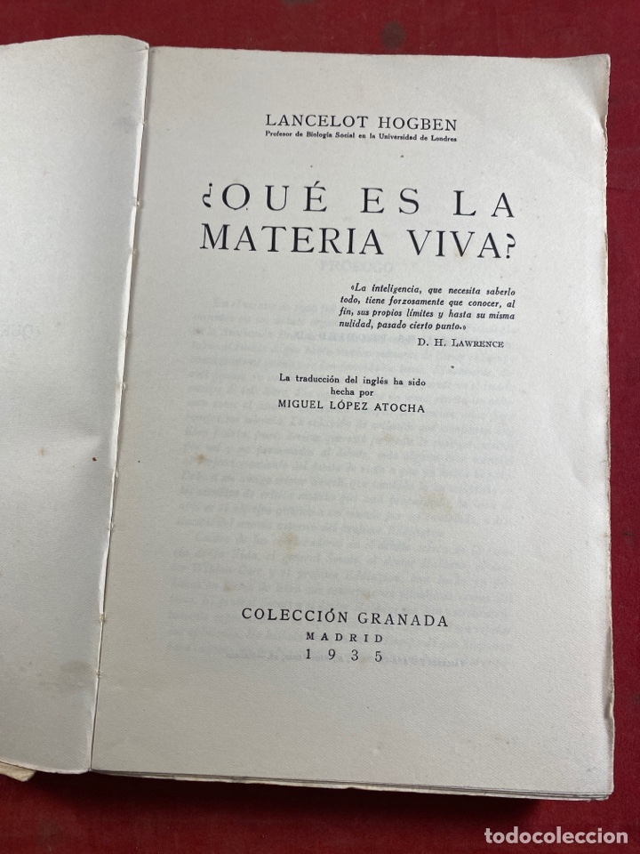 Libros antiguos: QUE ES LA MATERIA VIVA? - Foto 2