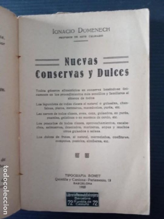 Libros antiguos: NUEVAS CONSERVAS Y DULCES - IGNACIO DOMENECH - 1925 - Foto 2