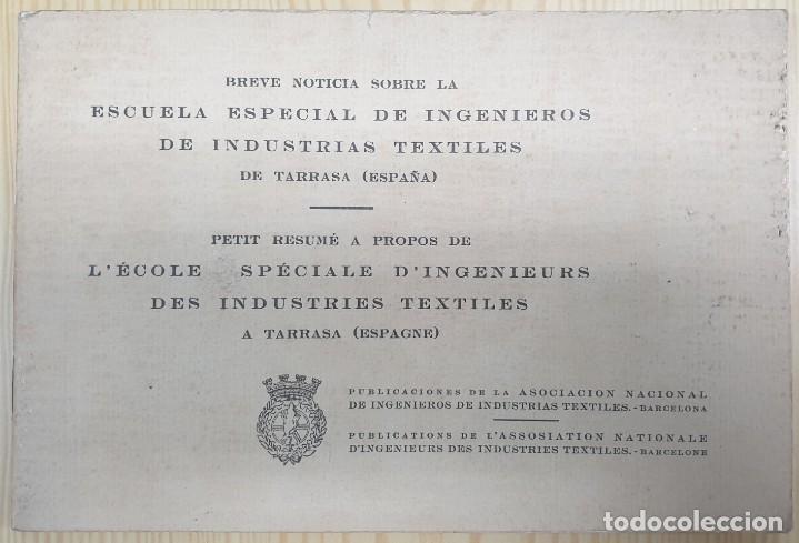Libri antichi: Breve noticia sobre la escuela especial de ingenieros industrias textiles de Tarrasa 1934 ZW