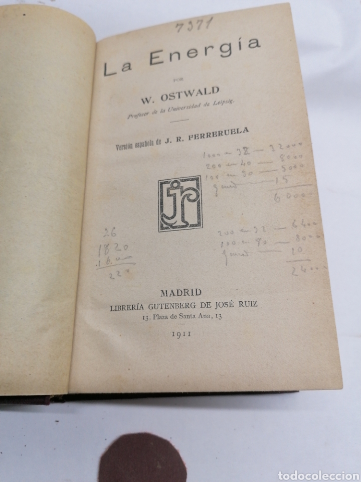 Libros antiguos: La energ&iacute;a 1911 - Foto 1