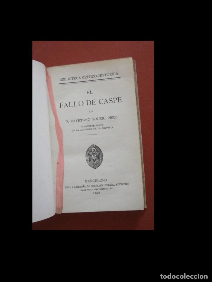 Libros antiguos: El fallo de Caspe. Cayetano Soler - Foto 1