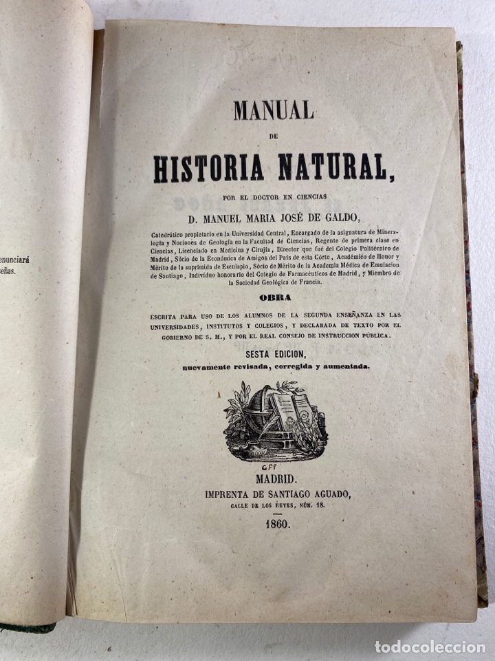 Libros antiguos: MANUAL DE HISTORIA NATURAL 1860 - Foto 1