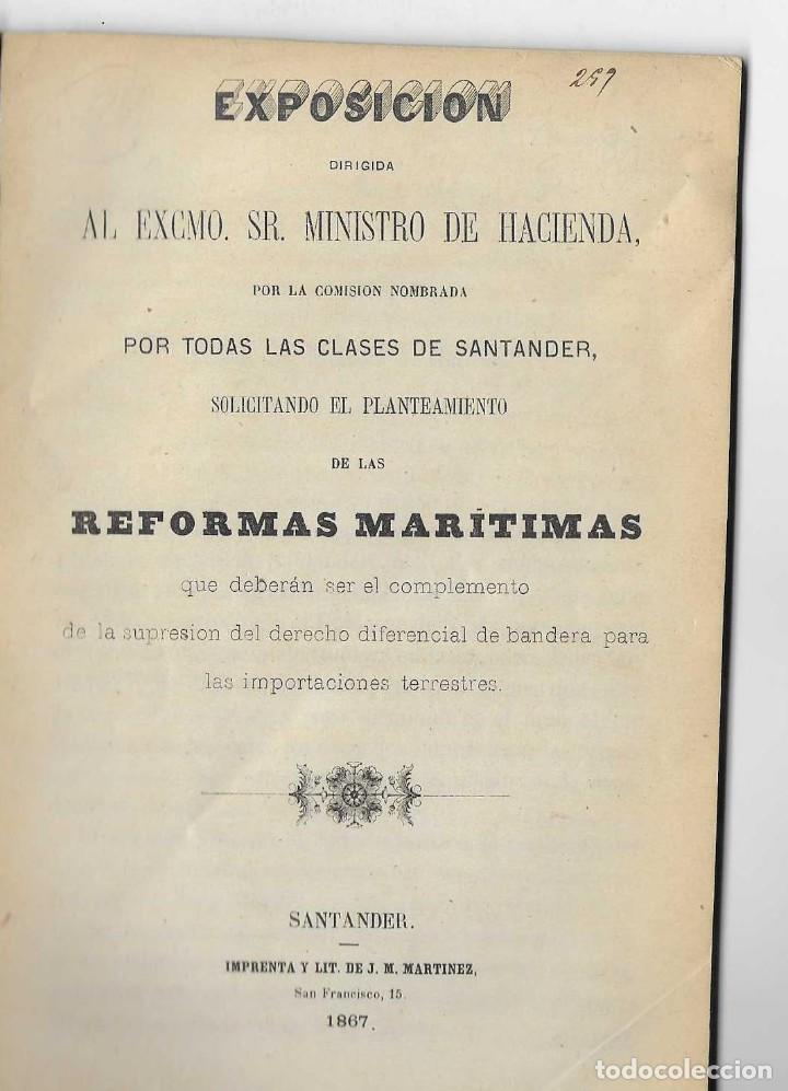 Livres anciens: Planteamiento de las reformas mar&iacute;timas ... Puerto de Santander. 1867