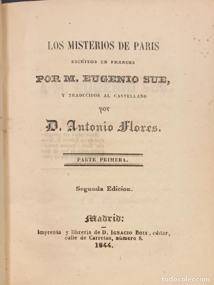 Libros antiguos: Los Misterios de Par&iacute;s. Eugenio Sue. 1844 - Foto 2