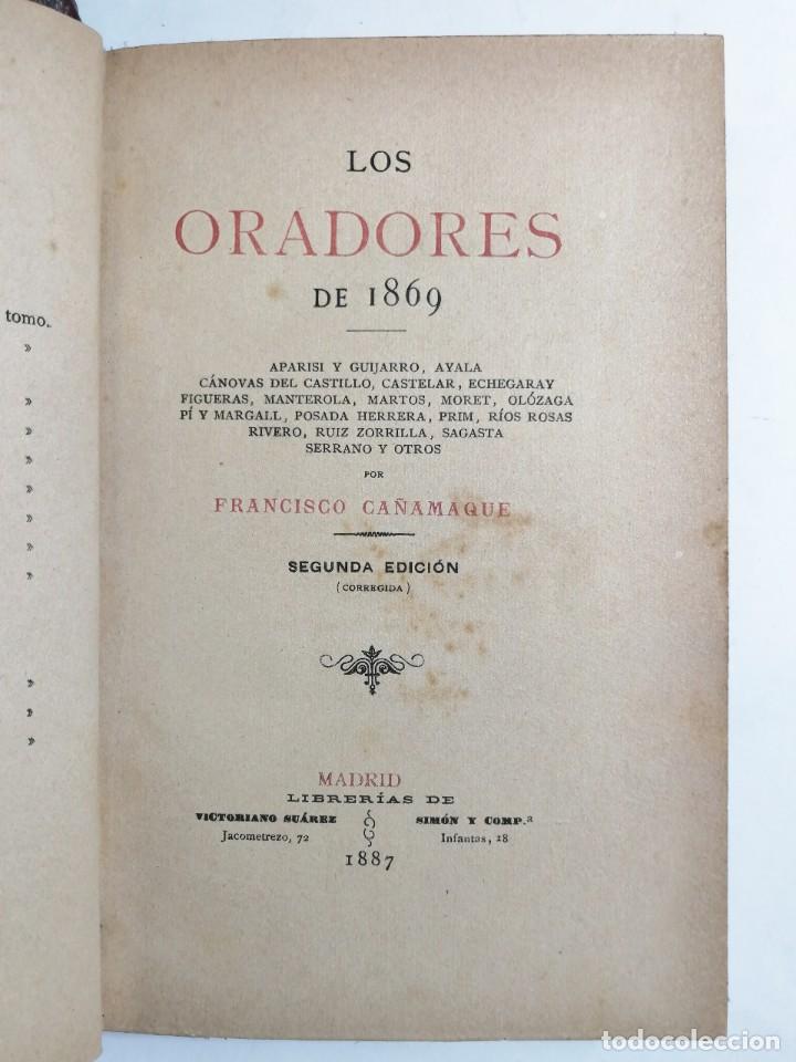 Libros antiguos: FRANCISCO CA&Ntilde;AMAQUE. LOS ORADORES DE 1869. 1887. - Foto 1