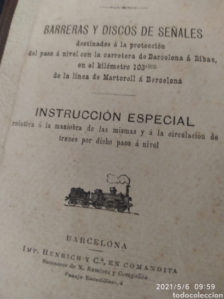 Livres anciens: SIGLO XIX 1892 FERROCARRILES TARRAGONA A BARCELONA BARRERAS Y DISCOS DE SE&Ntilde;ALES MARTORELL